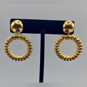 Vintage Anne Klein Gold Tone Hoop Earrings